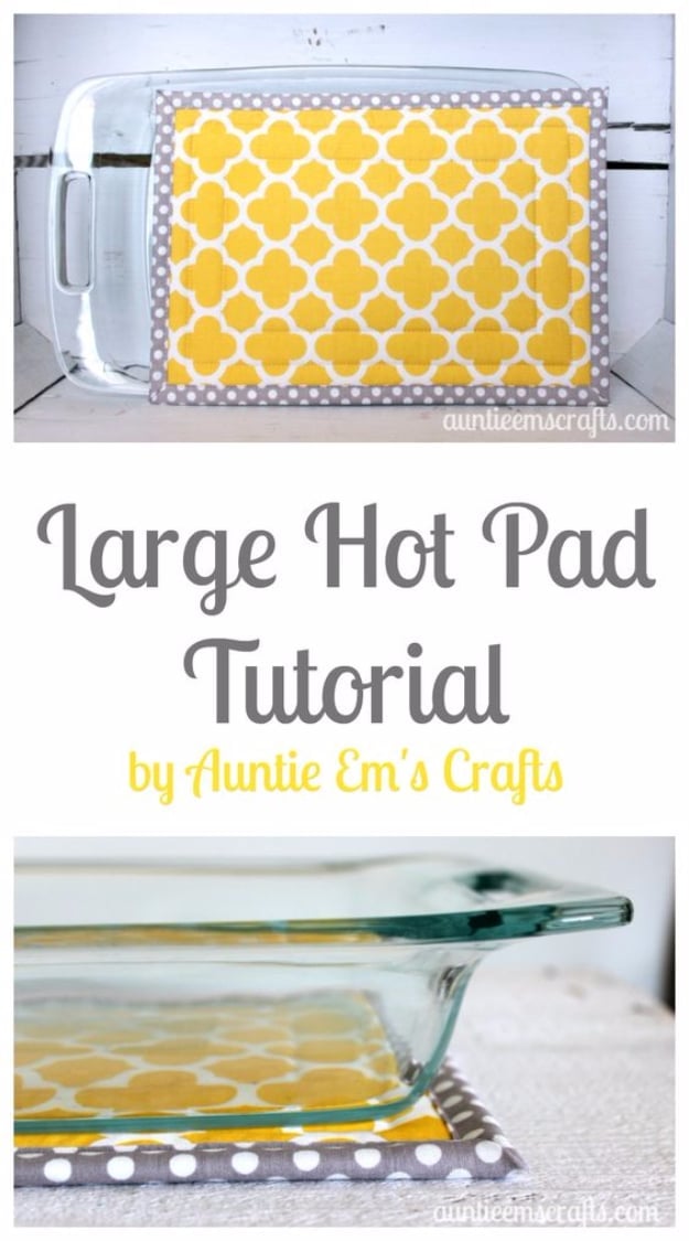 DIY Sewing Projects for the Kitchen - Large Hot Pad Tutorial - Easy Sewing Tutorials and Patterns for Towels, napkinds, aprons and cool Christmas gifts for friends and family - Rustic, Modern and Creative Home Decor Ideas #sewing 