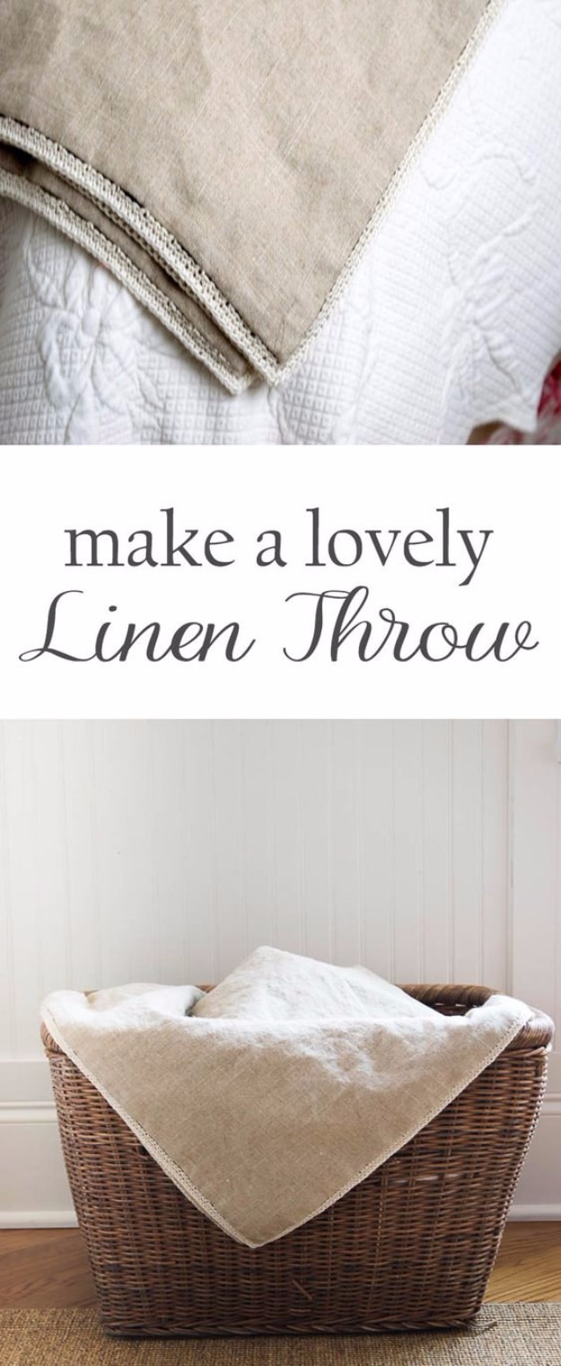DIY Blankets and Throws - Lovely Linen Throw - How To Make Easy Home Decor and Warm Covers for Women, Kids, Teens and Adults - Fleece, Knit, No Sew and Easy Projects to Make for Bed and Sofa 