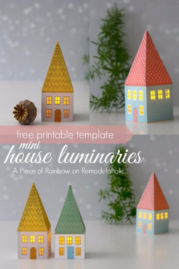 DIY Christmas Luminaries and Home Decor for The Holidays - Mini House Luminaries - Cool Candle Holders, Tea Lights, Holiday Gift Ideas, Christmas Crafts for Kids #diy #luminaries #christmas