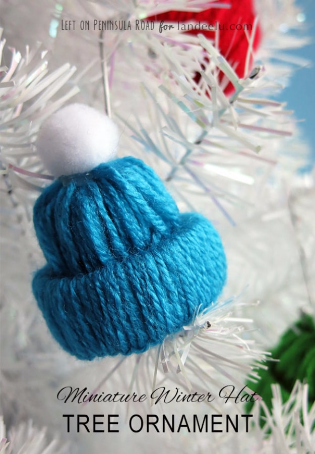 Best DIY Ornaments for Your Tree - Best DIY Ornament Ideas for Your Christmas Tree - Miniature Winter Hat Tree Ornament - Cool Handmade Ornaments, DIY Decorating Ideas and Ornament Tutorials - Creative Ways To Decorate Trees on A Budget - Cheap Rustic Decor, Easy Step by Step Tutorials - Holiday Crafts for Kids and Gifts To Make For Friends and Family 