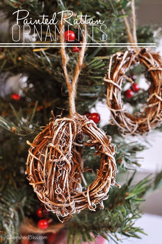 Best DIY Ornaments for Your Tree - Best DIY Ornament Ideas for Your Christmas Tree - Painted Rattan Ornaments - Cool Handmade Ornaments, DIY Decorating Ideas and Ornament Tutorials - Creative Ways To Decorate Trees on A Budget - Cheap Rustic Decor, Easy Step by Step Tutorials - Holiday Crafts for Kids and Gifts To Make For Friends and Family 