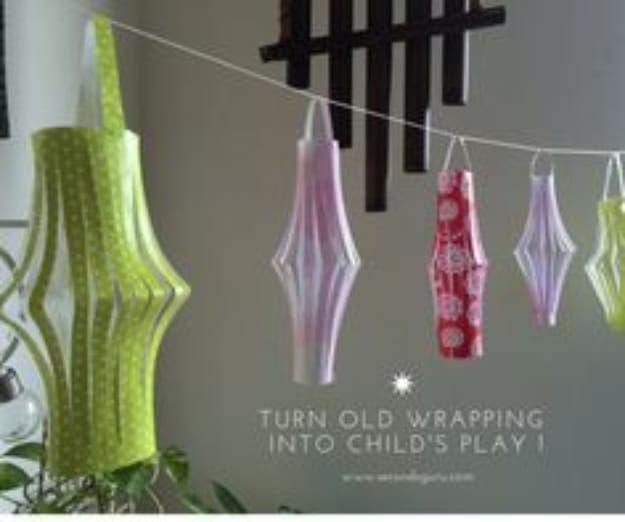 Cool Things to Make With Leftover Wrapping Paper - Paper Lanterns - Easy Crafts, Fun DIY Projects, Gifts and DIY Home Decor Ideas - Don't Trash The Christmas Wrapping Paper and Learn How To Make These Awesome Ideas Instead - Step by Step Tutorials With Instructions 