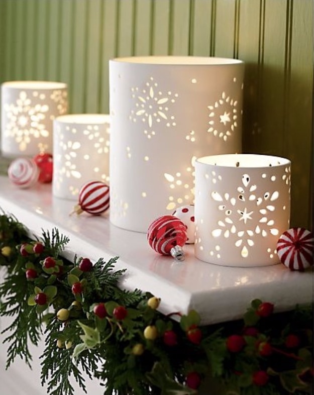 Easy DIY Christmas Luminaries - Rustic Home Decor To Make for The Holidays - Photo Paper Snowflake Luminaries - Cool Candle Holders, Tea Lights, Holiday Gift Ideas, Christmas Crafts for Kids #diy #luminaries #christmas