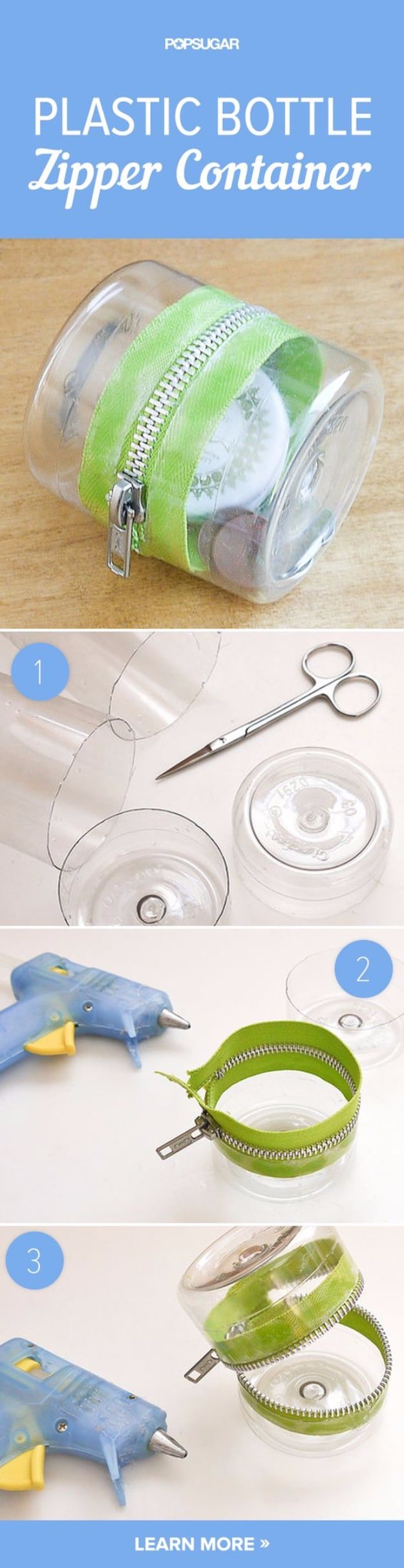 Cool DIY Projects Made With Plastic Bottles - Plastic Bottle Zipper Container - Best Easy Crafts and DIY Ideas Made With A Recycled Plastic Bottle - Jewlery, Home Decor, Planters, Craft Project Tutorials - Cheap Ways to Decorate and Creative DIY Gifts for Christmas Holidays - Fun Projects for Adults, Teens and Kids 