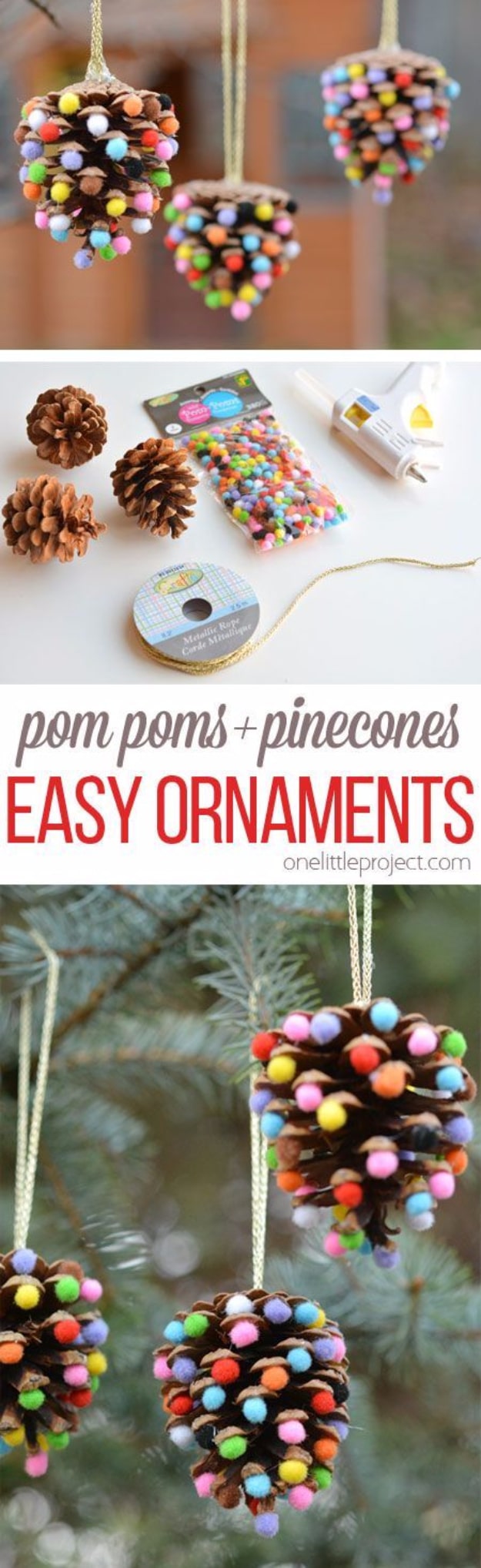 Best DIY Ornaments for Your Tree - Best DIY Ornament Ideas for Your Christmas Tree - Pom Poms And Pinecones Christmas Ornaments - Cool Handmade Ornaments, DIY Decorating Ideas and Ornament Tutorials - Creative Ways To Decorate Trees on A Budget - Cheap Rustic Decor, Easy Step by Step Tutorials - Holiday Crafts for Kids and Gifts To Make For Friends and Family 