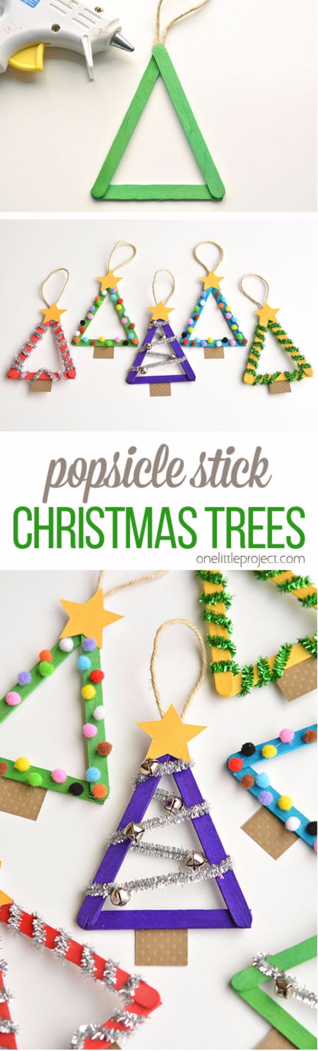 Christmas Crafts for Kids to Make Christmas Tree - Popsicle Stick Christmas Trees - Cool Handmade Ornaments, DIY Decorating Ideas and Ornament Tutorials - Cheap Christmas Home Decor - Xmas Crafts #christmas #diy #crafts