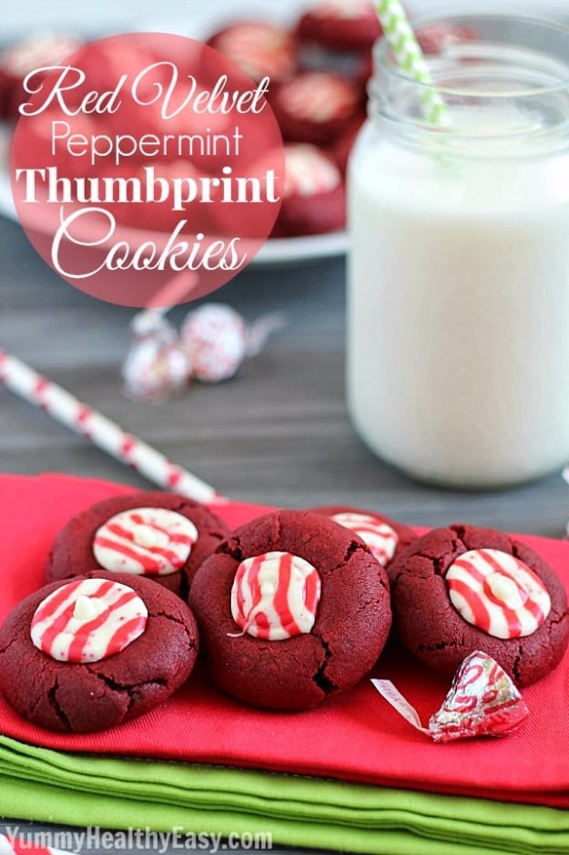 Best Recipes for Christmas Cookies- Red Velvet Peppermint Thumbprint Cookies - Easy Decorated Holiday Cookies - Candy Cookie Recipes Ideas for Kids - Traditional Favorites and Gluten Free and Healthy Versions - Quick No Bake Cookies and Last Minute Desserts for the Holidays 