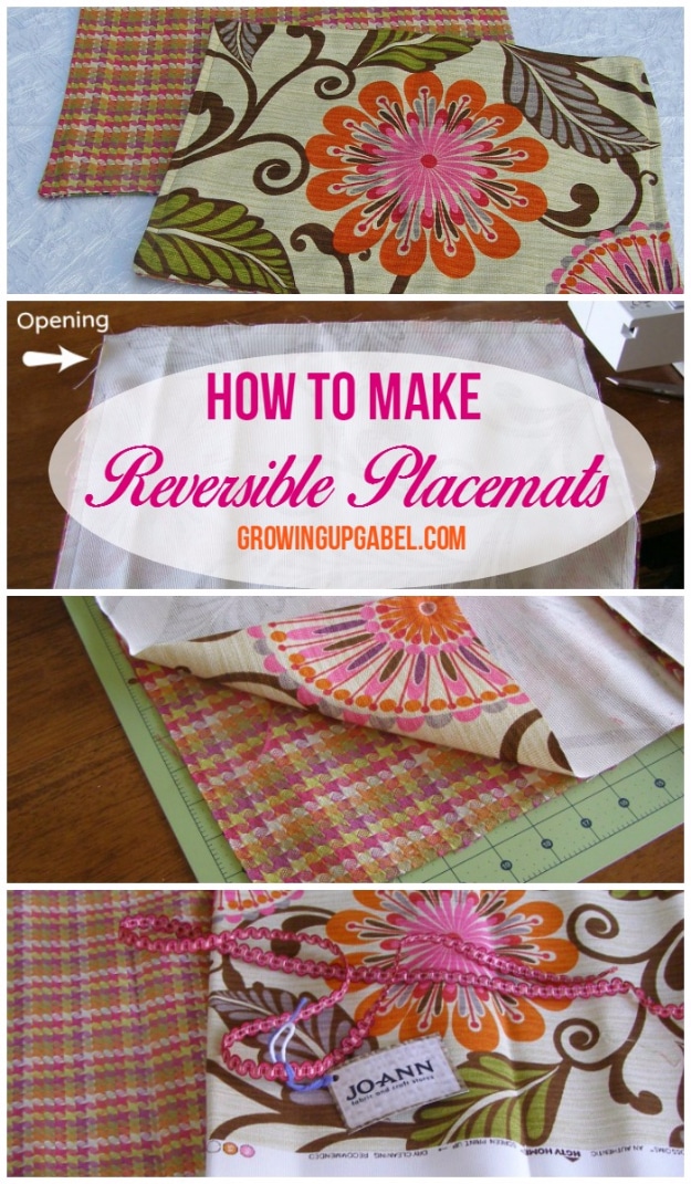 DIY Sewing Projects for the Kitchen - Reversible Placemats - Easy Sewing Tutorials and Patterns for Towels, napkinds, aprons and cool Christmas gifts for friends and family - Rustic, Modern and Creative Home Decor Ideas #sewing 