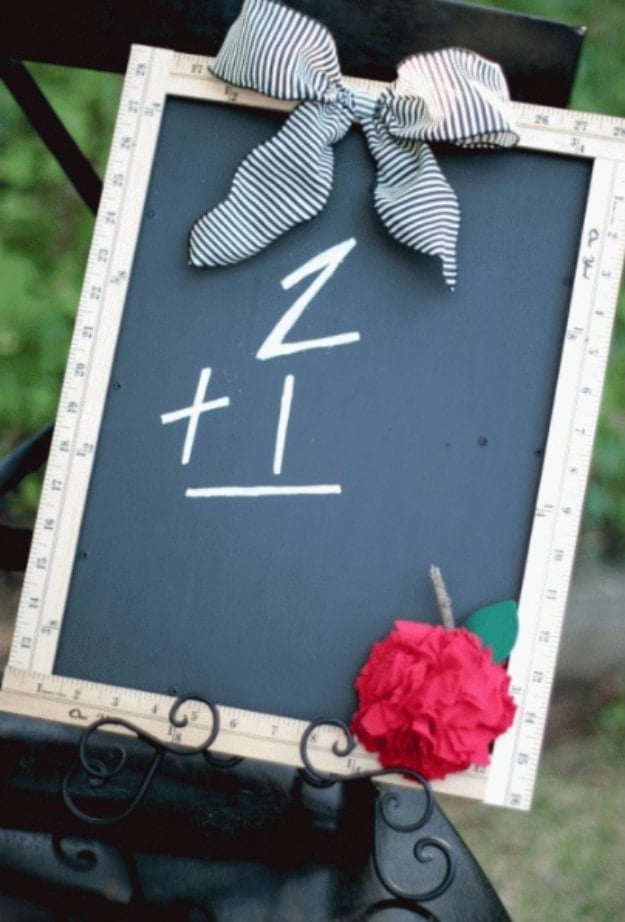 DIY Teacher Gifts - Ruler Chalkboard With Fabric Apple - Cheap and Easy Presents and DIY Gift Ideas for Teachers at Christmas, End of Year, First Day and Birthday - Teacher Appreciation Gifts and Crafts - Cute Mason Jar Ideas and Thoughtful, Unique Gifts from Kids #diygifts #teachersgifts #diyideas #cheapgifts