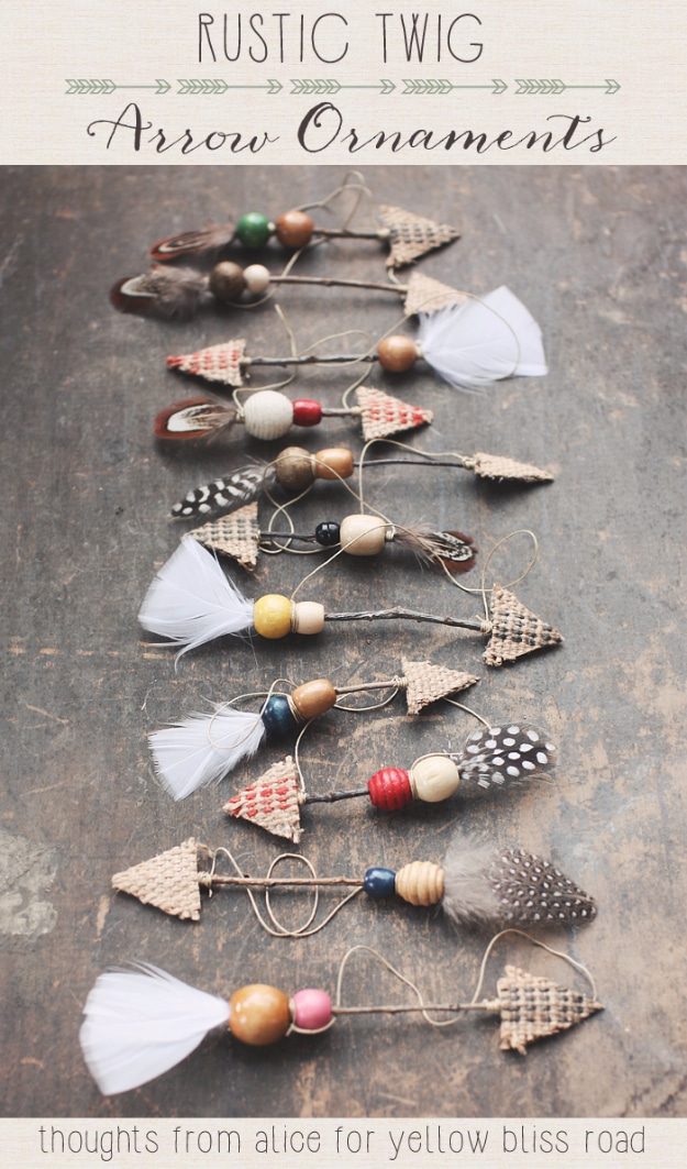 Best DIY Ornaments for Your Tree - Best DIY Ornament Ideas for Your Christmas Tree - Rustic Twig Arrow Ornaments - Cool Handmade Ornaments, DIY Decorating Ideas and Ornament Tutorials - Creative Ways To Decorate Trees on A Budget - Cheap Rustic Decor, Easy Step by Step Tutorials - Holiday Crafts for Kids and Gifts To Make For Friends and Family 