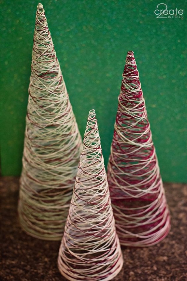 Easy DIY Ideas for Your Christmas Tree - Simple Crafted Thread Trees - Cool Handmade Ornaments, DIY Decorating Ideas and Ornament Tutorials - Cheap Christmas Home Decor - Xmas Crafts #christmas #diy #crafts