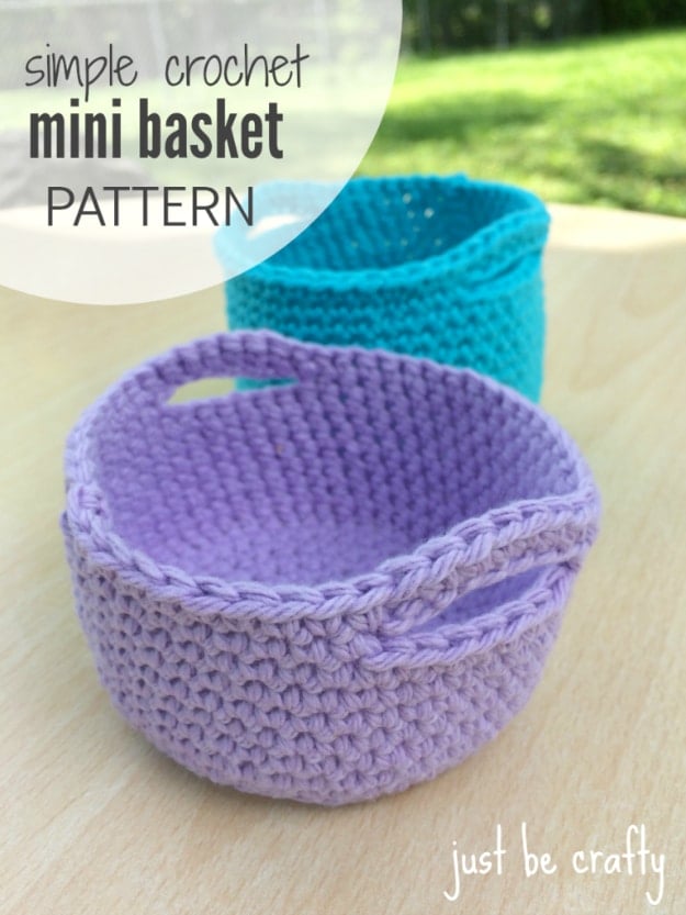 Creative Crafts Made With Baskets - Simple Crochet Mini Basket - DIY Storage and Organizing Ideas, Gift Basket Ideas, Best DIY Christmas Presents and Holiday Gifts, Room and Home Decor with Step by Step Tutorials - Easy DIY Ideas and Dollar Store Crafts #crafts #diy