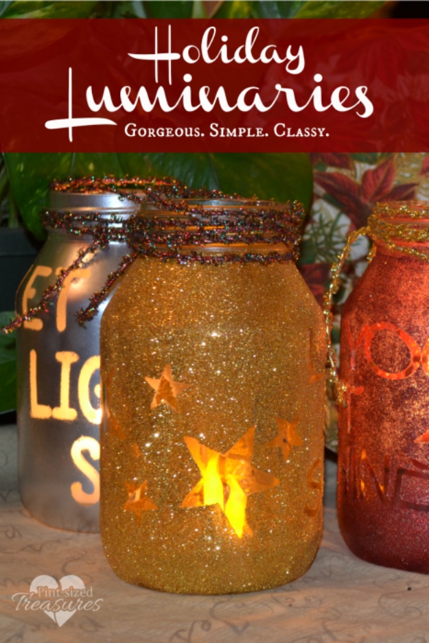 DIY Christmas Luminaries and Home Decor for The Holidays - Simple DIY Holiday Luminaries - Cool Candle Holders, Tea Lights, Holiday Gift Ideas, Christmas Crafts for Kids #diy #luminaries #christmas