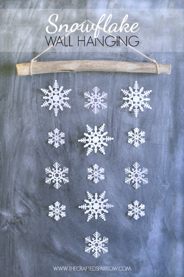 Best DIY Snowflake Decorations, Ornaments and Crafts - Snowflake Wall Hanging - Paper Crafts with Snowflakes, Pipe Cleaner Projects, Mason Jars and Dollar Store Ideas - Easy DIY Ideas to Decorate for Winter#winter #crafts #diy