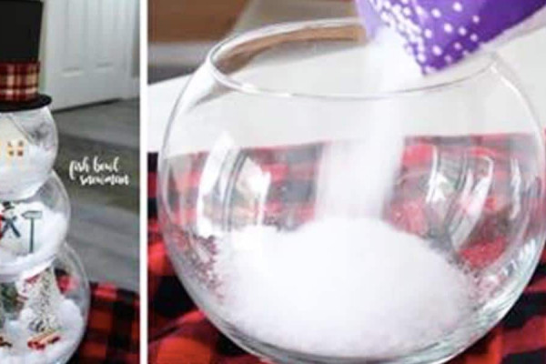 DIY Dollar Store Fishbowl Snowmen