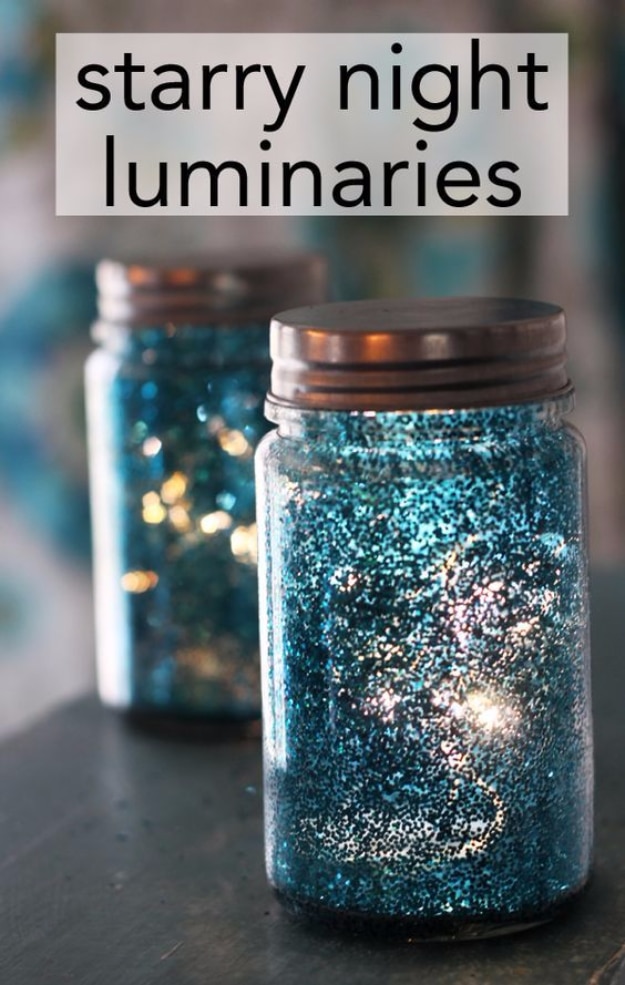 DIY Christmas Luminaries and Home Decor for The Holidays - Starry Night Inspired Luminaries - Cool Candle Holders, Tea Lights, Holiday Gift Ideas, Christmas Crafts for Kids #diy #luminaries #christmas