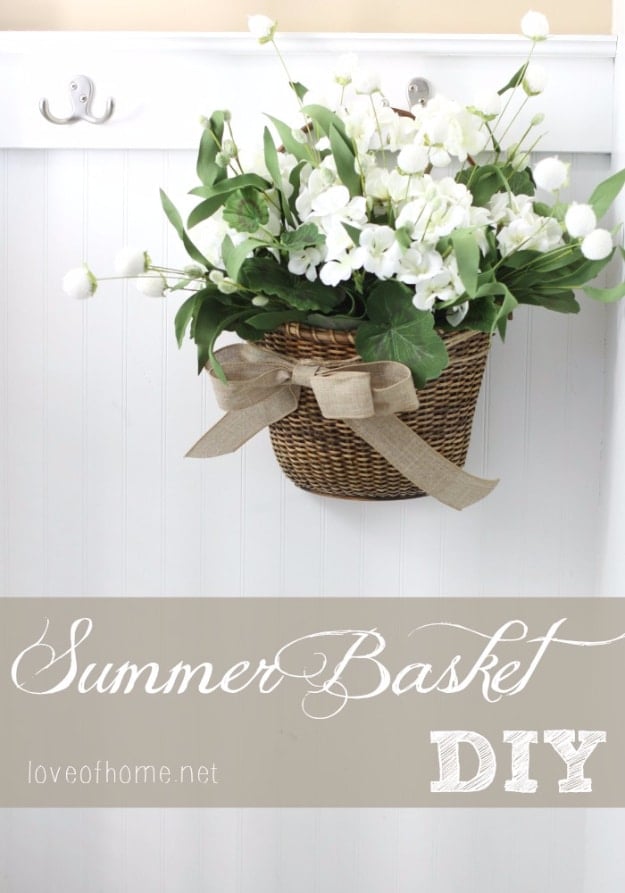 DIY Farmhouse Style Decor Ideas for the Kitchen - Summer Door Basket DIY - Rustic Farm House Ideas for Furniture, Paint Colors, Farm House Decoration for Home Decor in The Kitchen - Wall Art, Rugs, Countertops, Lights and Kitchen Accessories #farmhouse #diydecor