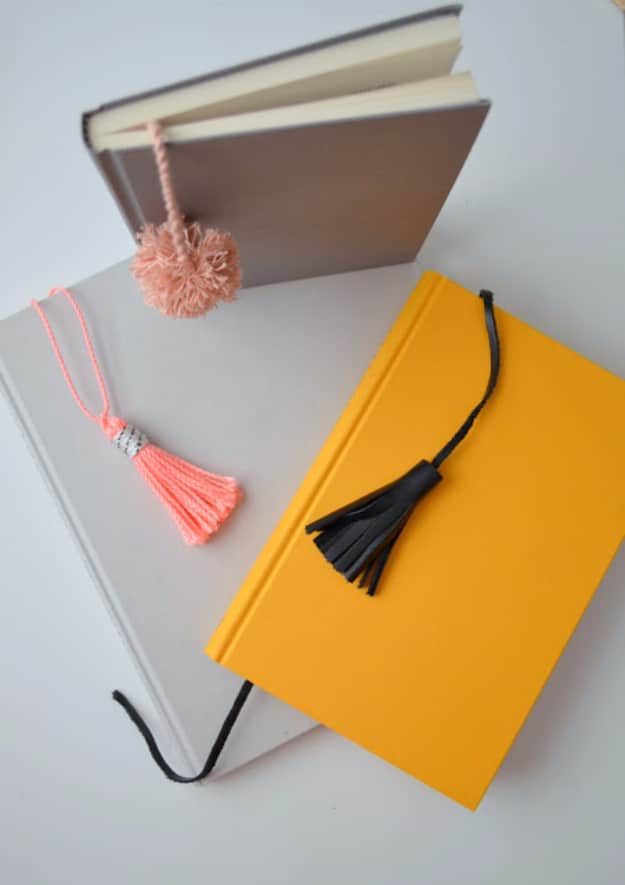 DIY Office Gifts - Easy DIY Gift for the Office - Tassel And Pom Pom Notebooks