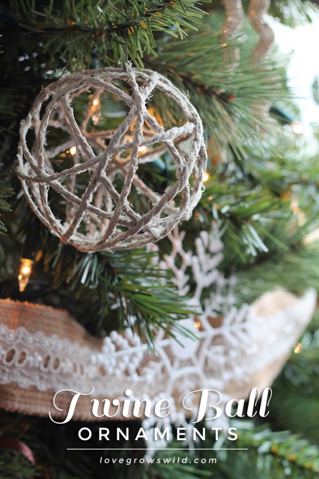 Best DIY Ornaments for Your Tree - Best DIY Ornament Ideas for Your Christmas Tree - Twine Ball Ornaments - Cool Handmade Ornaments, DIY Decorating Ideas and Ornament Tutorials - Creative Ways To Decorate Trees on A Budget - Cheap Rustic Decor, Easy Step by Step Tutorials - Holiday Crafts for Kids and Gifts To Make For Friends and Family 