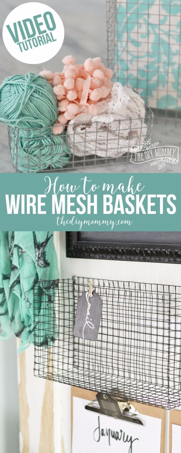 Creative Crafts Made With Baskets - Wire Mesh Baskets - DIY Storage and Organizing Ideas, Gift Basket Ideas, Best DIY Christmas Presents and Holiday Gifts, Room and Home Decor with Step by Step Tutorials - Easy DIY Ideas and Dollar Store Crafts #crafts #diy