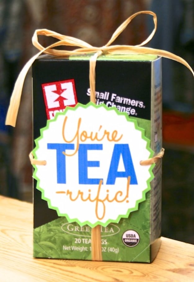 Cheap DIY Gift for the Office - You're Tea-rrific DIY Gift - DIY Gift Ideas for Your Boss and Coworkers - Inexpensive and Quick Presents to Make for Office Parties, Secret Santa Gifts - Cool Mason Jar Ideas, Creative Gift Baskets and Easy Office Christmas Presents 