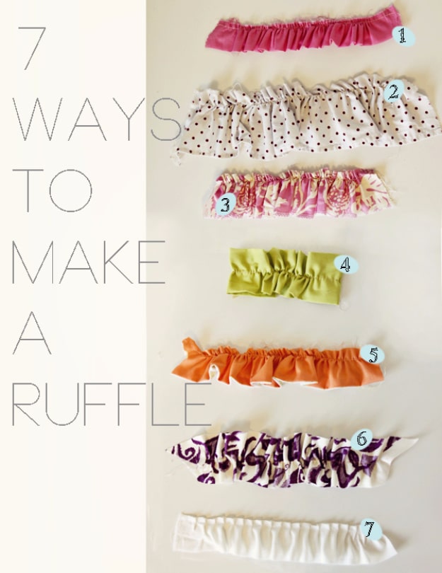 sewing hacks - 7 Ways To Make A Ruffle - Best Tips and Tricks for Sewing Patterns, Projects, Machines, Hand Sewn Items #sewing #hacks
