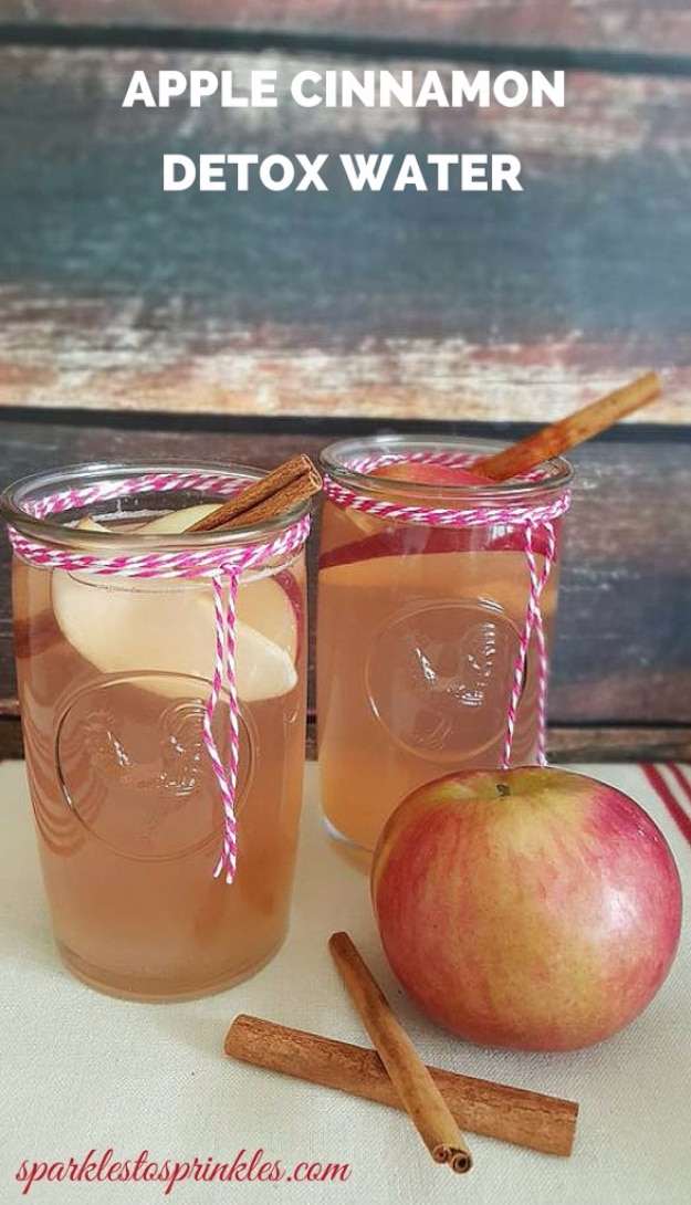 Best DIY Detox Waters and Recipes - Apple Cinnamon Detox Water - Homemade Detox Water Instructions and Tutorials - Lose Weight and Remove Toxins From the Body for Your New Years Resolutions - Easy and Quick Recipe Ideas for Getting Healthy in 2017 - DIY Projects and Crafts by DIY Joy 