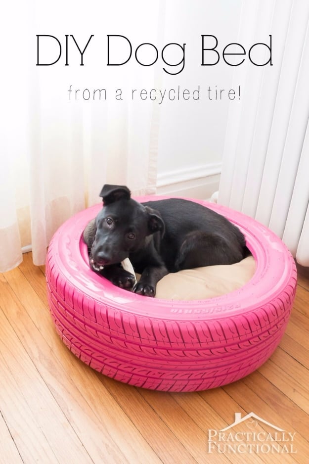 DIY Dog Hacks - DIY Dog Bed From A Recycled Tire - Training Tips, Ideas for Dog Beds and Toys, Homemade Remedies for Fleas and Scratching - Do It Yourself Dog Treat Recips, Food and Gear for Your Pet #dogs #diy #crafts