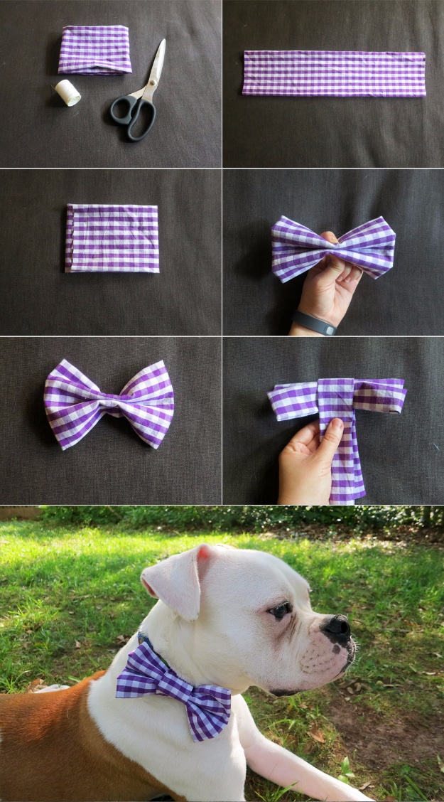 DIY Dog Hacks - DIY Dog Collar Bow Tie- Training Tips, Ideas for Dog Beds and Toys, Homemade Remedies for Fleas and Scratching - Do It Yourself Dog Treat Recips, Food and Gear for Your Pet #dogs #diy #crafts