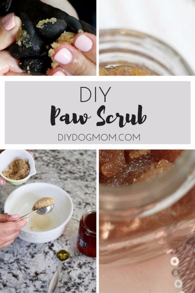 DIY Dog Hacks - DIY Paw Scrub - Training Tips, Ideas for Dog Beds and Toys, Homemade Remedies for Fleas and Scratching - Do It Yourself Dog Treat Recips, Food and Gear for Your Pet #dogs #diy #crafts