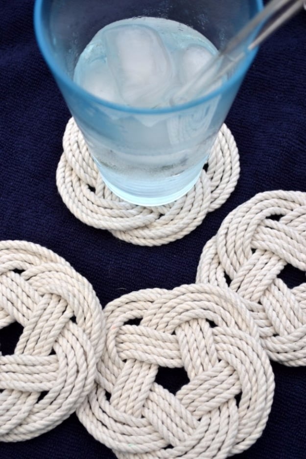 DIY Coasters - Nautical Rope Trivet Coasters - Best Quick DIY Gifts and Home Decor - Easy Step by Step Tutorials for DIY Coaster Projects - Mod Podge, Tile, Painted, Photo and Sewing Projects - Cool Christmas Presents for Him and Her - DIY Projects and Crafts by DIY Joy 