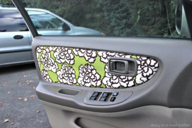 DIY Car Accessories and Ideas for Cars - Reupholster Your Car Door Fabric - Interior and Exterior, Seats, Mirror, Seat Covers, Storage, Carpet and Window Cleaners and Products - Decor, Keys and Iphone and Tablet Holders - DIY Projects and Crafts for Women and Men 