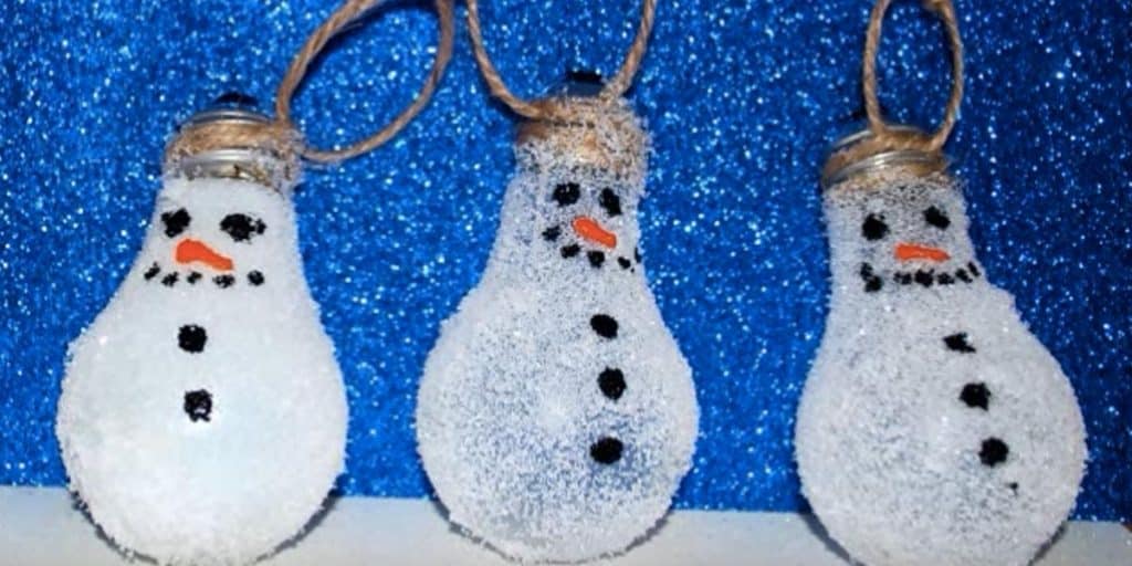 DIY Snowman Lightbulb Christmas Ornaments