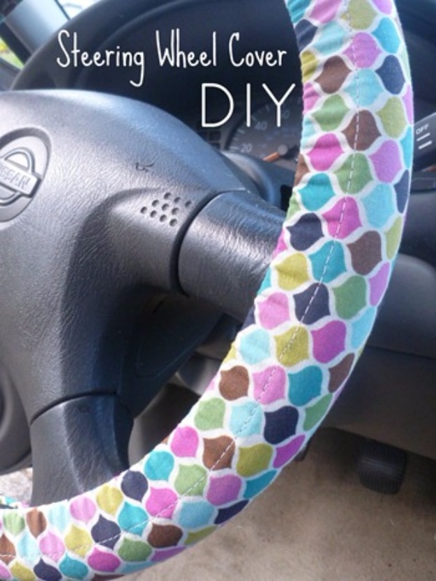 DIY Car Accessories and Ideas for Cars - Steering Wheel Cover DIY - Interior and Exterior, Seats, Mirror, Seat Covers, Storage, Carpet and Window Cleaners and Products - Decor, Keys and Iphone and Tablet Holders - DIY Projects and Crafts for Women and Men 