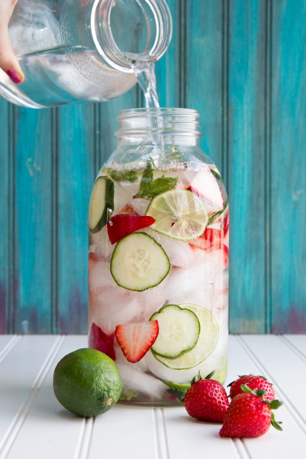 Best DIY Detox Waters and Recipes - Strawberry Lime Cucumber And Mint Infused Water - Homemade Detox Water Instructions and Tutorials - Lose Weight and Remove Toxins From the Body for Your New Years Resolutions - Easy and Quick Recipe Ideas for Getting Healthy in 2017 - DIY Projects and Crafts by DIY Joy 