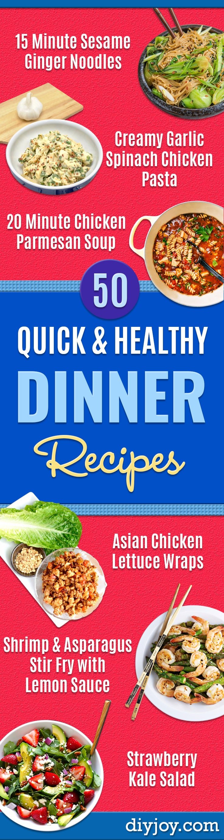 Quick and Healthy Dinner Recipes - Easy and Fast Recipe Ideas for Dinners at Home - Chicken, Beef, Ground Meat, Pasta and Vegetarian Options - Cheap Dinner Ideas for Family, for Two for Last Minute Cooking