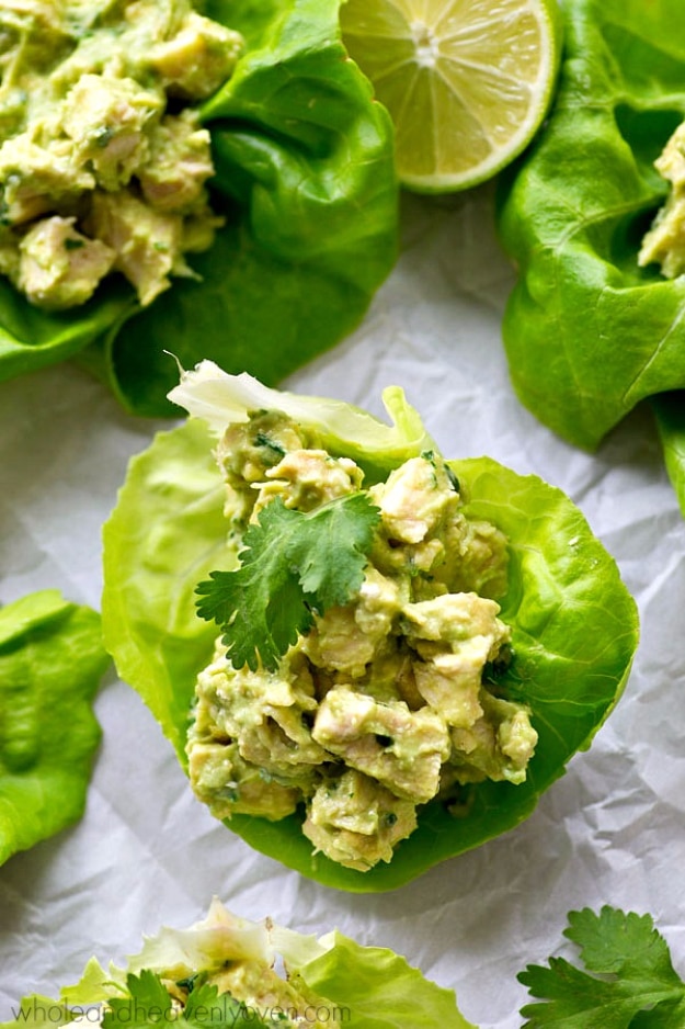 Quick and Healthy Dinner Recipes - Avocado Chicken Salad Lettuce Wraps - Easy and Fast Recipe Ideas for Dinners at Home - Chicken, Beef, Ground Meat, Pasta and Vegetarian Options - Cheap Dinner Ideas for Family, for Two , for Last Minute Cooking #recipes #healthyrecipes
