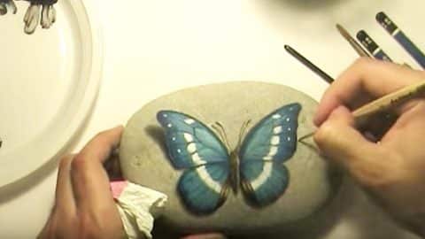 He Paints This Beautiful Butterfly On A Rock And Shows Us Step By Step How To Do This! | DIY Joy Projects and Crafts Ideas