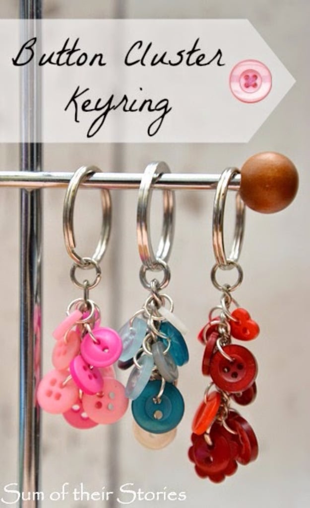 DIY Projects and Crafts Made With Buttons - Button Cluster Key Ring - Easy and Quick Projects You Can Make With Buttons - Cool and Creative Crafts, Sewing Ideas and Homemade Gifts for Women, Teens, Kids and Friends - Home Decor, Fashion and Cheap, Inexpensive Fun Things to Make on A Budget 