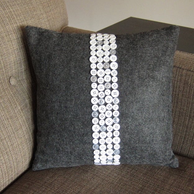 DIY Projects and Crafts Made With Buttons - Button Pillow - Easy and Quick Projects You Can Make With Buttons - Cool and Creative Crafts, Sewing Ideas and Homemade Gifts for Women, Teens, Kids and Friends - Home Decor, Fashion and Cheap, Inexpensive Fun Things to Make on A Budget 