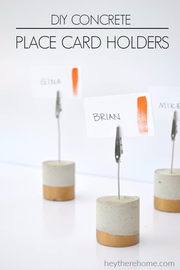 DIY Projects Made With Concrete - DIY Painted Concrete Place Card Holders - Quick and Easy DIY Concrete Crafts - Cheap and creative countertops and ideas for floors, patio and porch decor, tables, planters, vases, frames, jewelry holder, home decor and DIY gifts