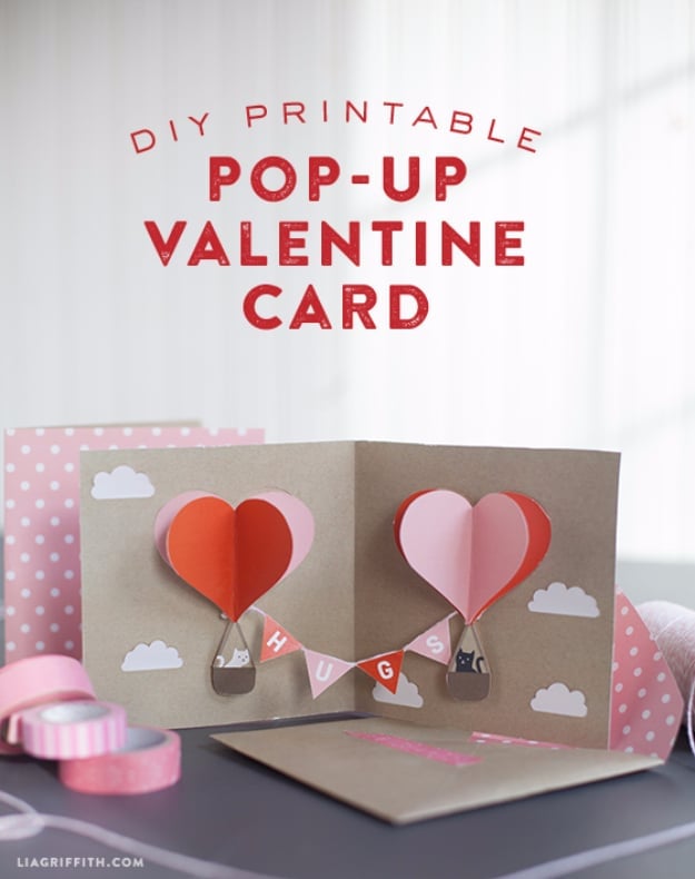 Free Printabl DIY Valentines Day Cards - DIY Valentine Pop Up Card - Easy Handmade Cards for Him and Her, Kids, Freinds and Teens - Funny, Romantic, Printable Ideas for Making A Unique Homemade Valentine Card - Step by Step Tutorials and Instructions for Making Cute Valentine's Day Gifts #valentines