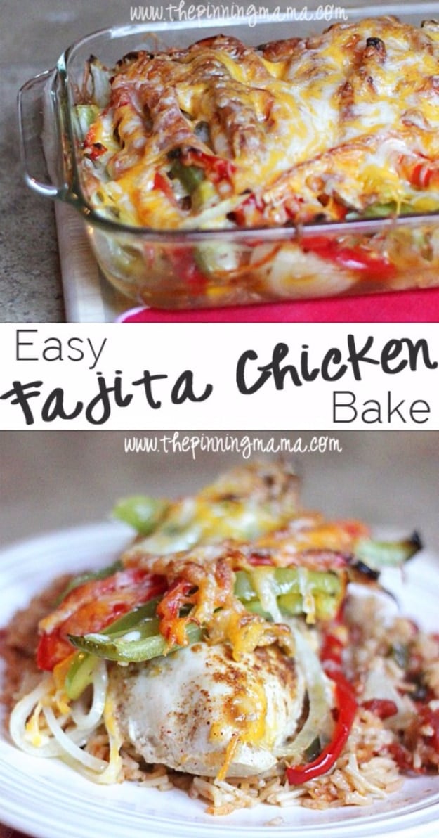 Quick and Healthy Dinner Recipes - Easy Fajita Chicken Bake - Easy and Fast Recipe Ideas for Dinners at Home - Chicken, Beef, Ground Meat, Pasta and Vegetarian Options - Cheap Dinner Ideas for Family, for Two , for Last Minute Cooking #recipes #healthyrecipes