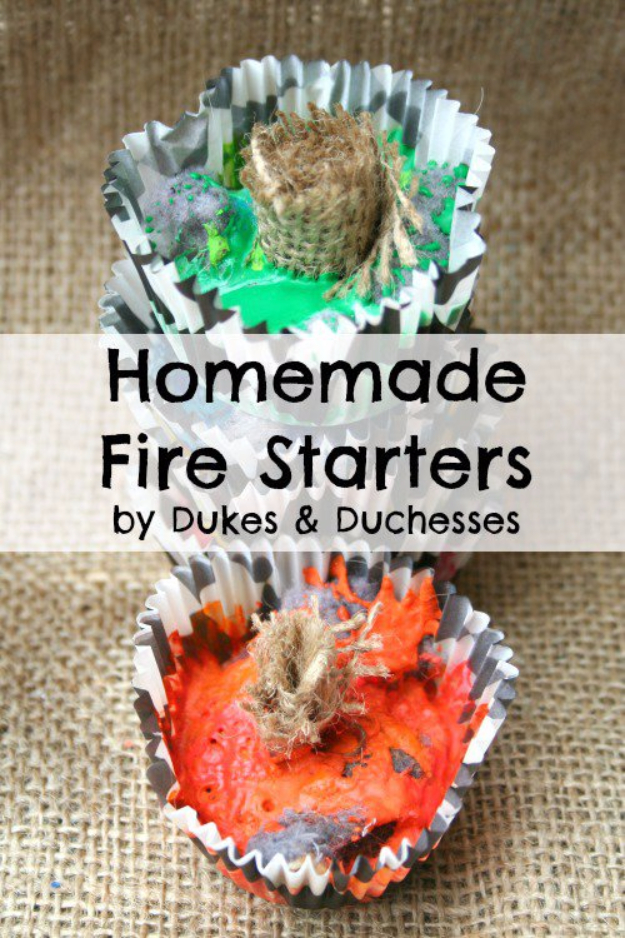 DIY Camping Hacks - Homemade Fire Starters - Easy Tips and Tricks, Recipes for Camping - Gear Ideas, Cheap Camping Supplies, Tutorials for Making Quick Camping Food, Fire Starters, Gear Holders #diy #camping