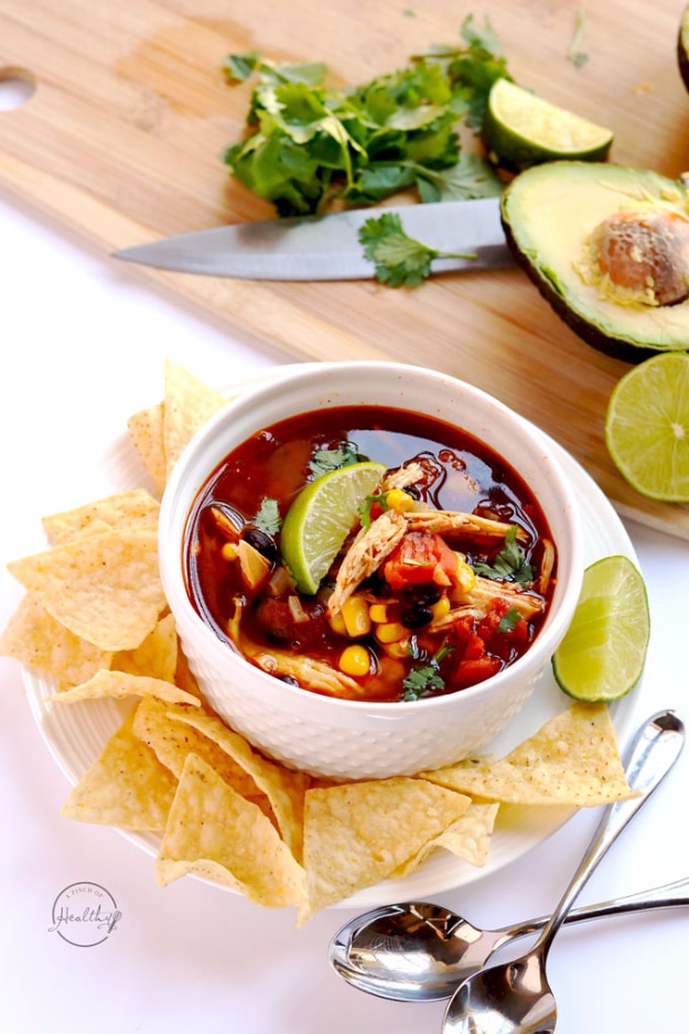 Quick and Healthy Dinner Recipes - Instant Pot Chicken Tortilla Soup - Easy and Fast Recipe Ideas for Dinners at Home - Chicken, Beef, Ground Meat, Pasta and Vegetarian Options - Cheap Dinner Ideas for Family, for Two , for Last Minute Cooking #recipes #healthyrecipes