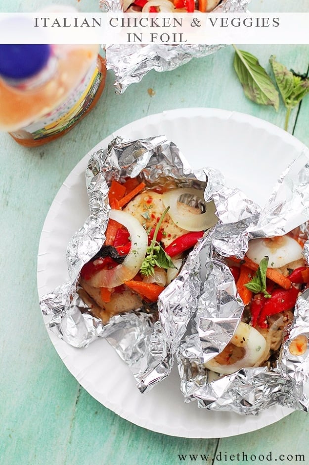DIY Tin Foil Camping Recipes - Italian Chicken And Veggies In Foil - Tin Foil Dinners, Ideas for Camping Trips healthy Easy Make Ahead Recipe Ideas for the Campfire. Breakfast, Lunch, Dinner and Dessert, #recipes #camping