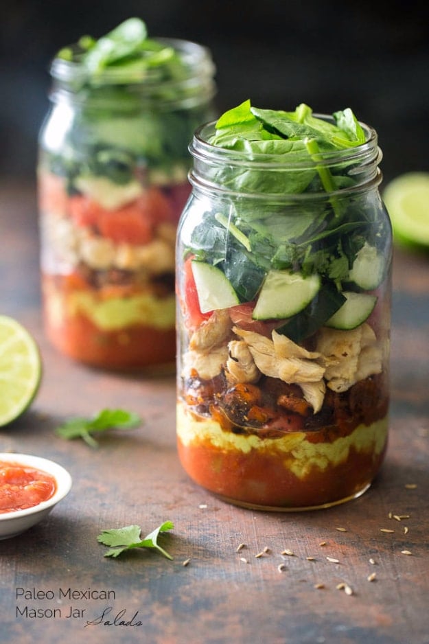 Healthy Lunch Ideas for Work - Mason Jar Healthy Taco Salad - Quick and Easy Recipes You Can Pack for Lunches at the Office - Lowfat and Simple Ideas for Eating on the Job - Microwave, No Heat, Mason Jar Salads, Sandwiches, Wraps, Soups and Bowls 