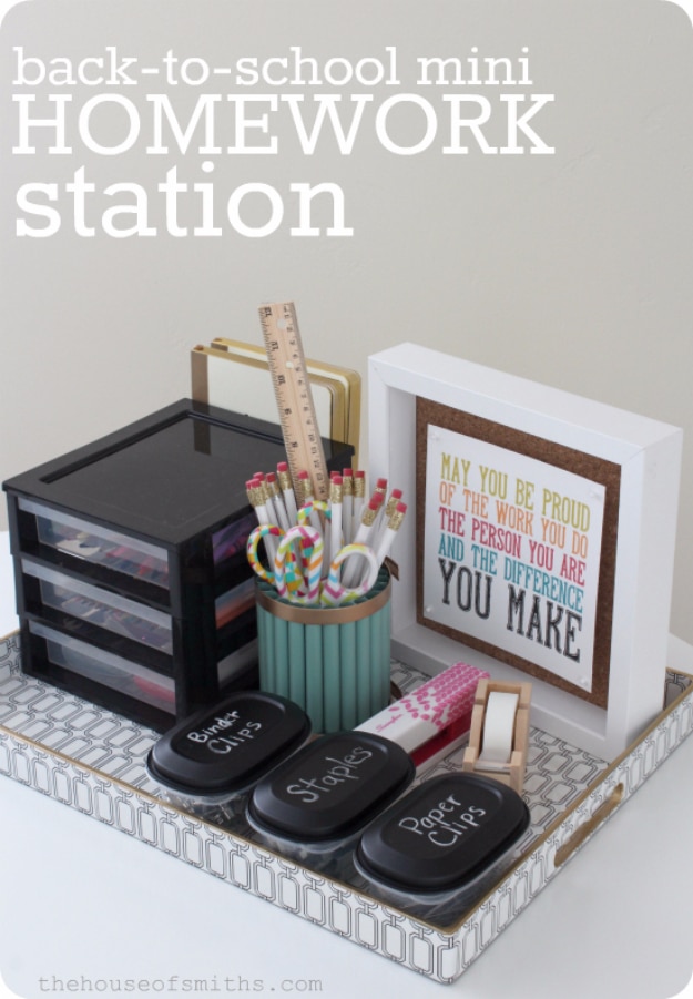 Best Organizing Ideas for the New Year - Mini Homework Station - Resolutions for Getting Organized - DIY Organizing Projects for Home, Bedroom, Closet, Bath and Kitchen - Easy Ways to Organize Shoes, Clutter, Desk and Closets - DIY Projects and Crafts for Women and Men 