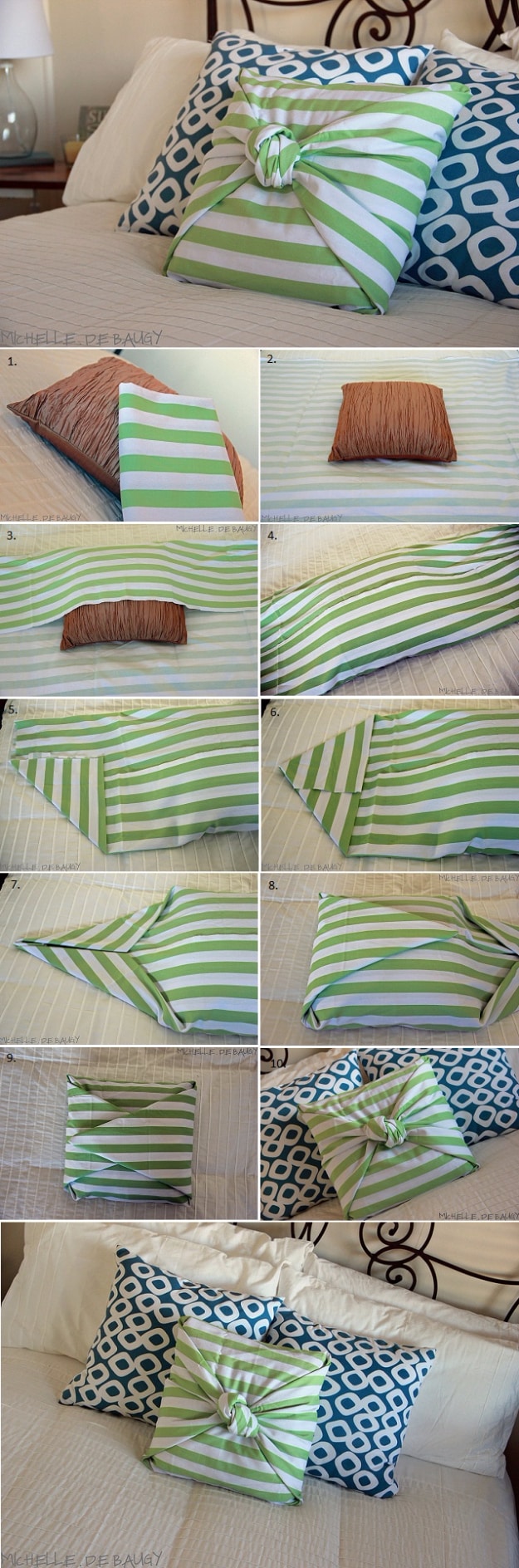 DIY Pillowcases - No Sew Pillow Case GÇô DIY - Easy Sewing Projects for Pillows - Bedroom and Home Decor Ideas - Sewing Patterns and Tutorials - No Sew Ideas - DIY Projects and Crafts for Women #sewing #diydecor #pillows 