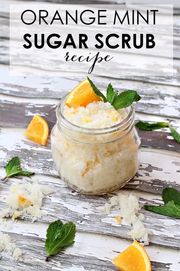 DIY Sugar Scrub Recipes - Orange Mint Sugar Scrub - Easy and Quick Beauty Products You Can Make at Home - Cool and Cheap DIY Gift Ideas for Homemade Presents Women, Girls and Teens Love - Natural Recipe Ideas for Making Sugar Scrub With Step by Step Tutorials 